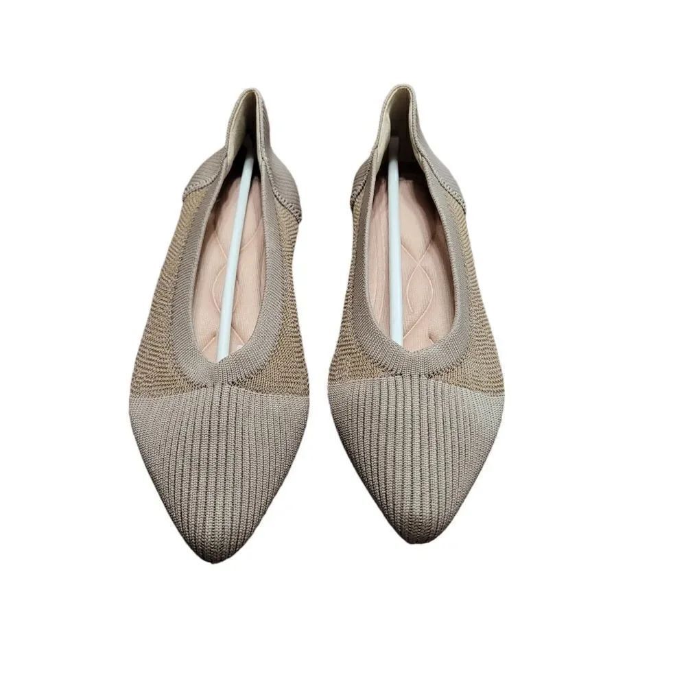 Tan knit Pointe toe flats - Picture 1 of 4